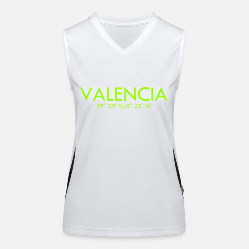 Valencia Spain Coordinates Latitude Longitude Women's Functional Contrast Tank Top