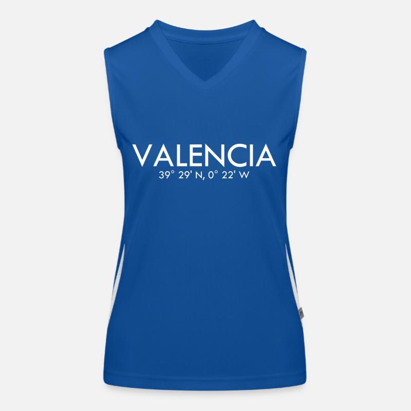 Valencia Spain Coordinates Latitude Longitude Women's Functional Contrast Tank Top