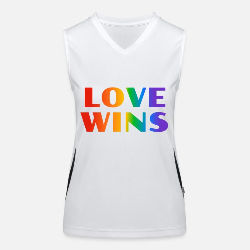 Liebe gewinnt LGBT Regenbogen Text Funktionelles Kontrast-Tank Top für Frauen