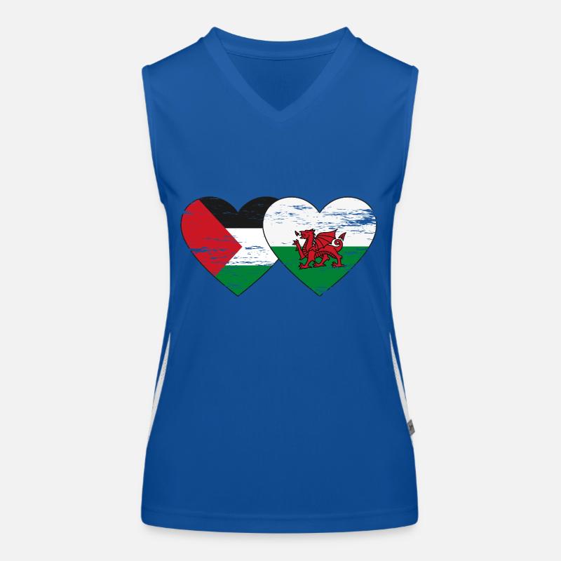 Drapeau de la Palestine Pays de Galles coeur utilisé Débardeur respirant contrasté Femme