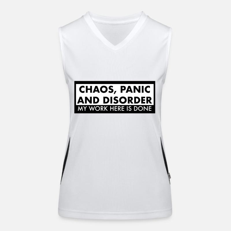 Chaos, Panic and Disorder My Work Here is Done Women's Functional Contrast Tank Top