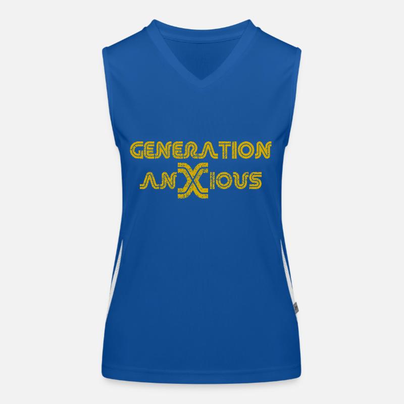 Lustige Generation Ängstlich Sarkasmus Humor Textdesign Funktionelles Kontrast-Tank Top für Frauen