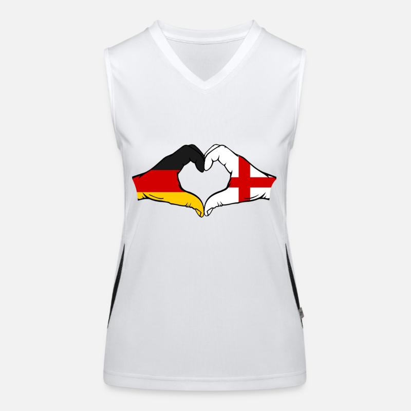 Allemagne Angleterre Drapeau Mains Coeur Forme Débardeur respirant contrasté Femme