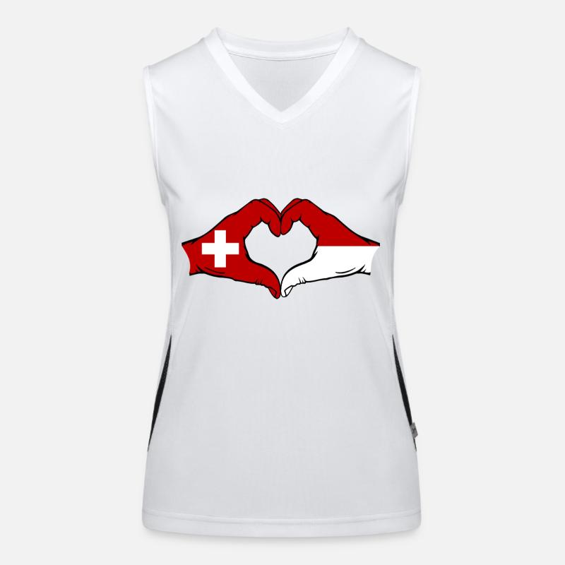 Switzerland Monaco Flag Hands Heart Shape Women's Functional Contrast Tank Top
