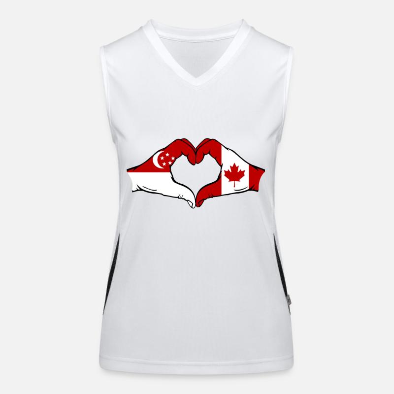 Singapour Canada drapeau mains forme coeur utilisé Débardeur respirant contrasté Femme