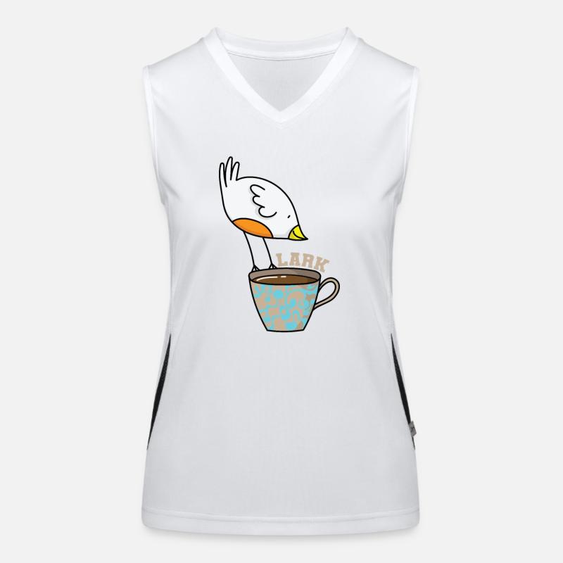Lark sleep type early riser bird with coffee Women's Functional Contrast Tank Top
