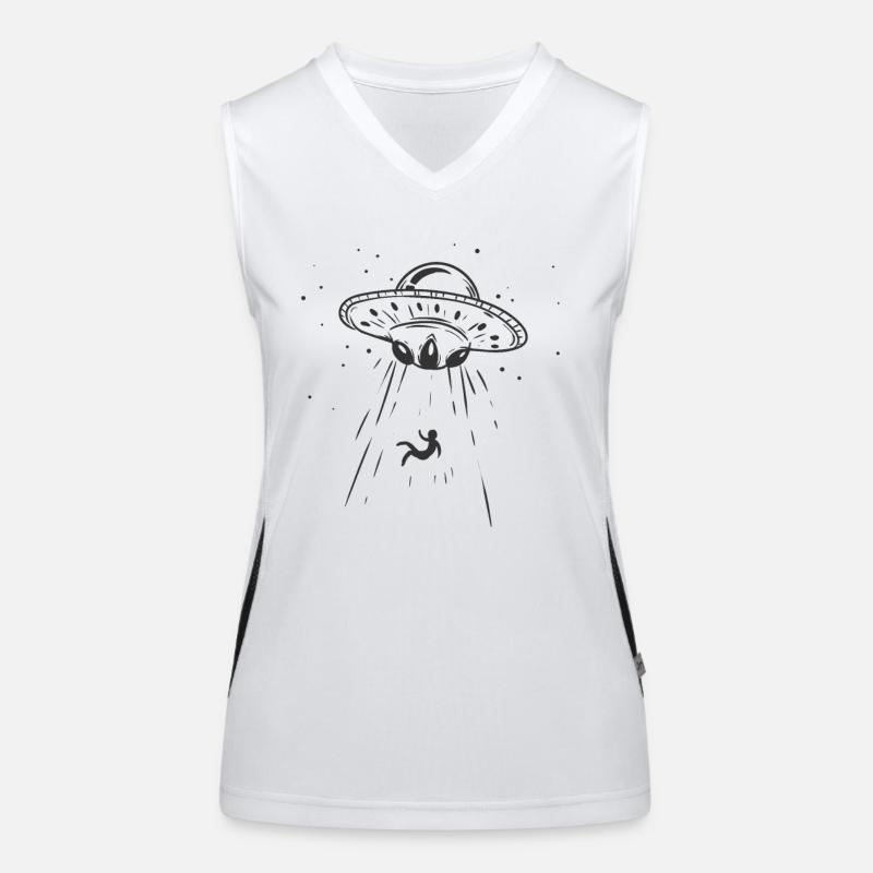 Alien Alien UFO Kidnaps Human Women's Functional Contrast Tank Top