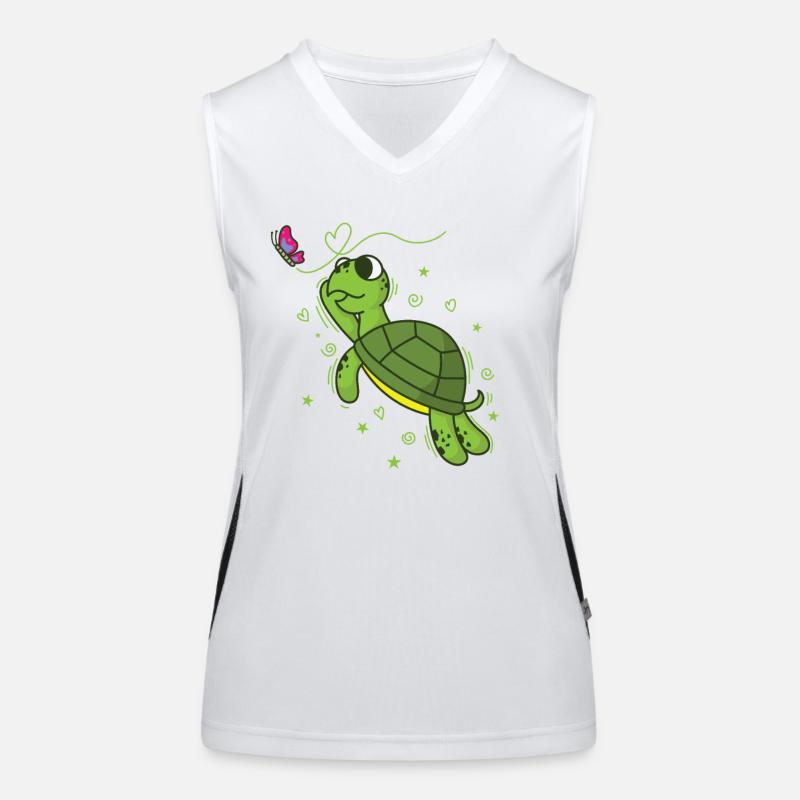 Turtle with Butterfly Reptile Water Women's Functional Contrast Tank Top