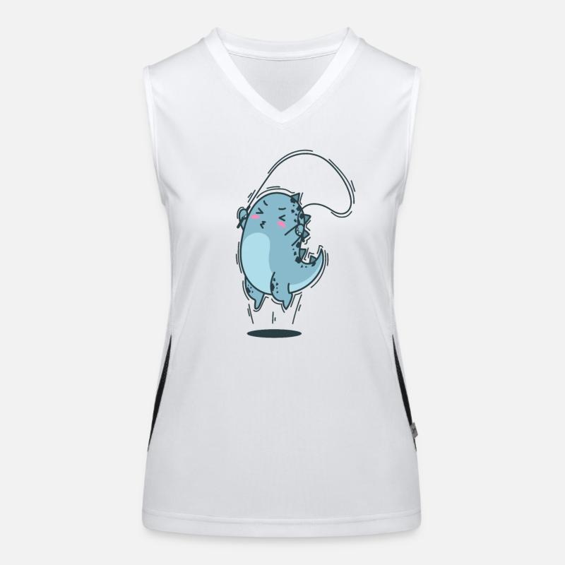 Dino jumps rope dinosaur reptile Women's Functional Contrast Tank Top