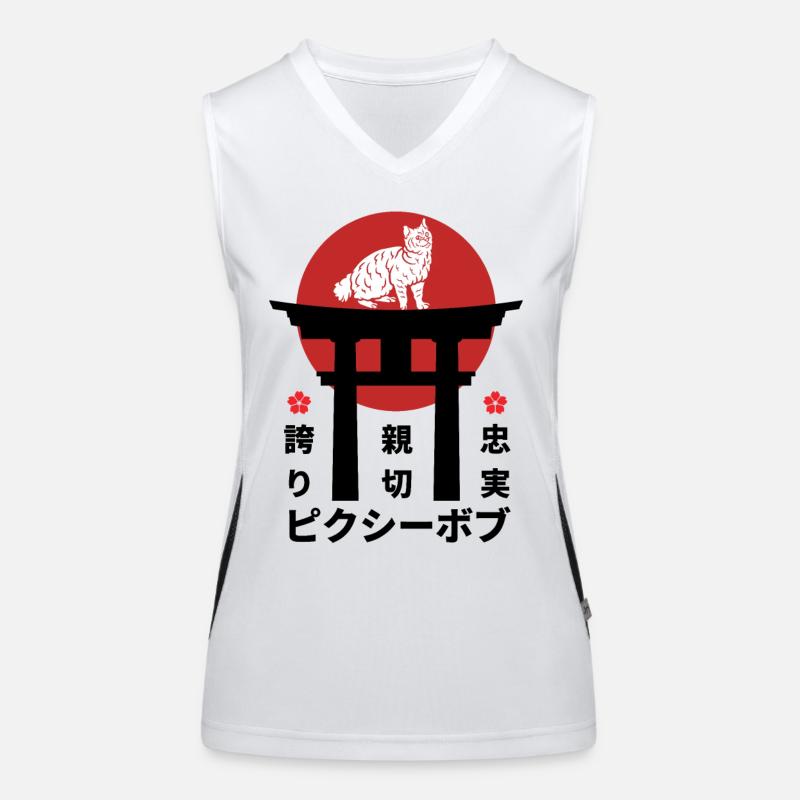 Pixie Bob Katze Japan Kanji Stil Funktionelles Kontrast-Tank Top für Frauen