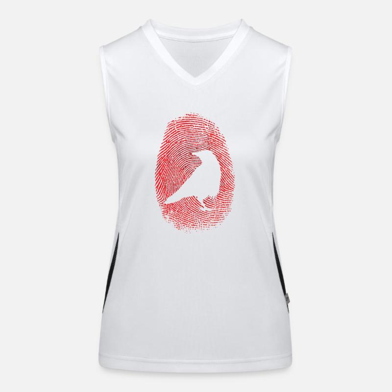 Raven or crow in fingerprint bird Women's Functional Contrast Tank Top