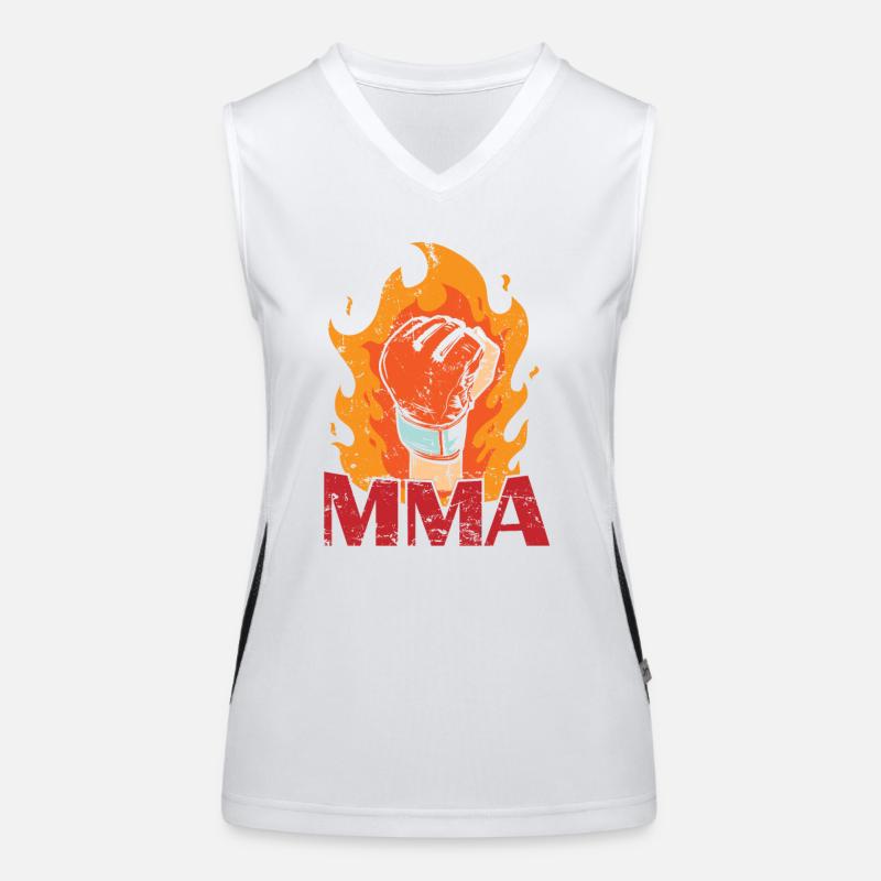 MMA brûlant un gant de boxe avec du feu Débardeur respirant contrasté Femme