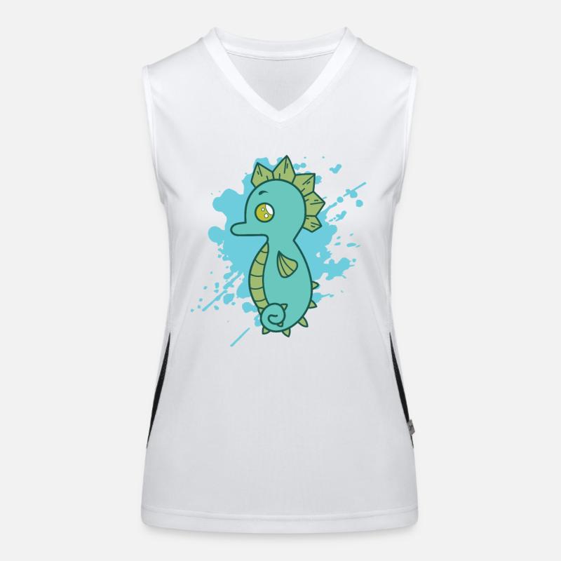 Seepferdchen im japanischen Kawaii Stil Tier Funktionelles Kontrast-Tank Top für Frauen
