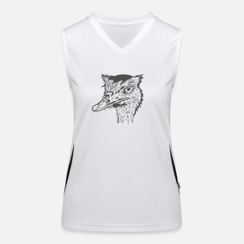 Straußenkopf Laufvogel Savanne Funktionelles Kontrast-Tank Top für Frauen