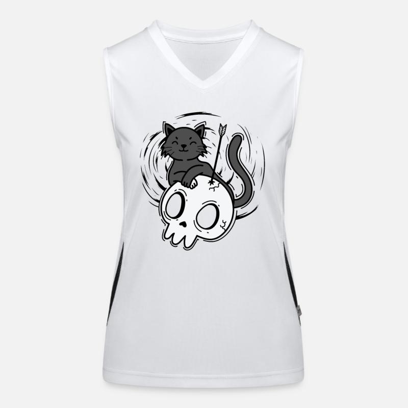 Katze mit Schädel Gothic Styl Funktionelles Kontrast-Tank Top für Frauen
