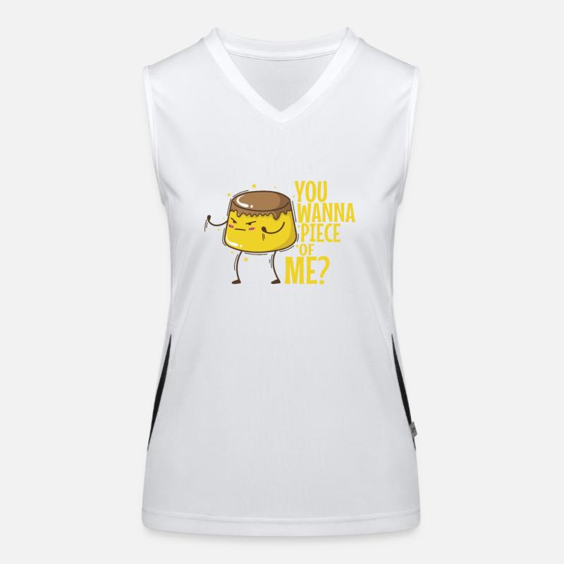 Vanille Pudding mit Schokosoße Dessert Funktionelles Kontrast-Tank Top für Frauen