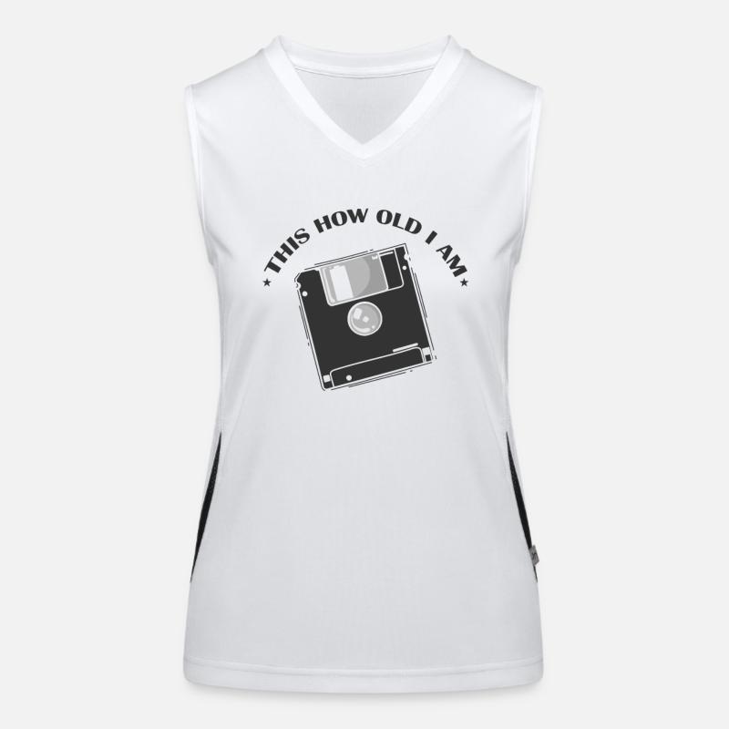 This how old I am diskette retro memory module Women's Functional Contrast Tank Top