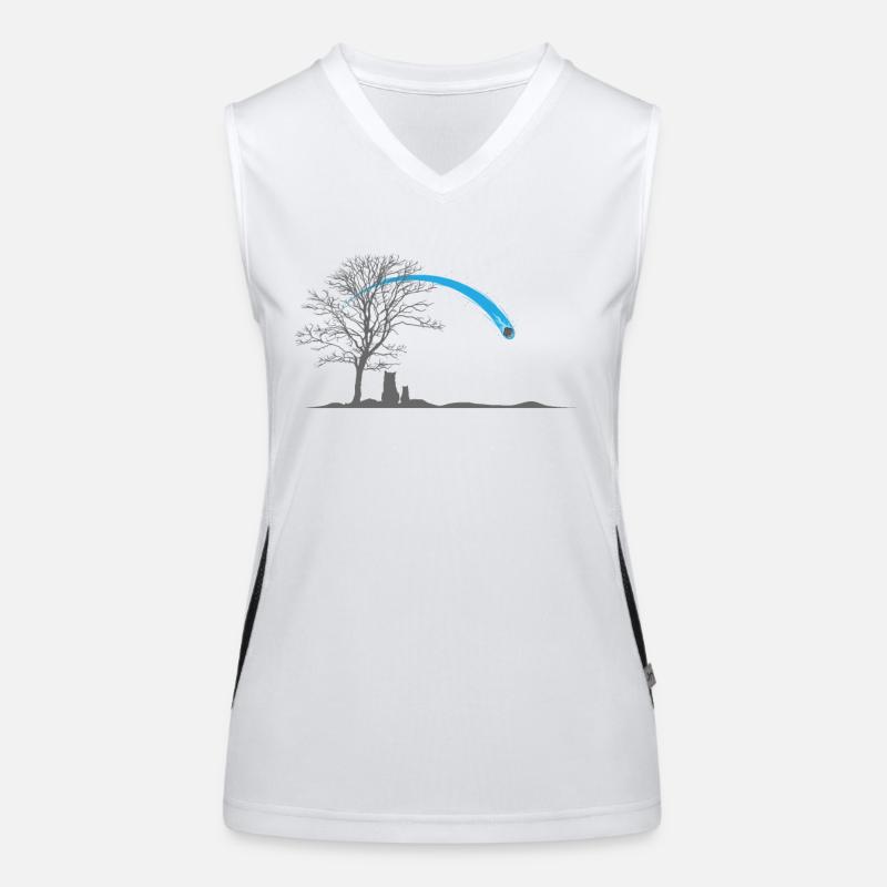 Shooting star in dark sky Women's Functional Contrast Tank Top