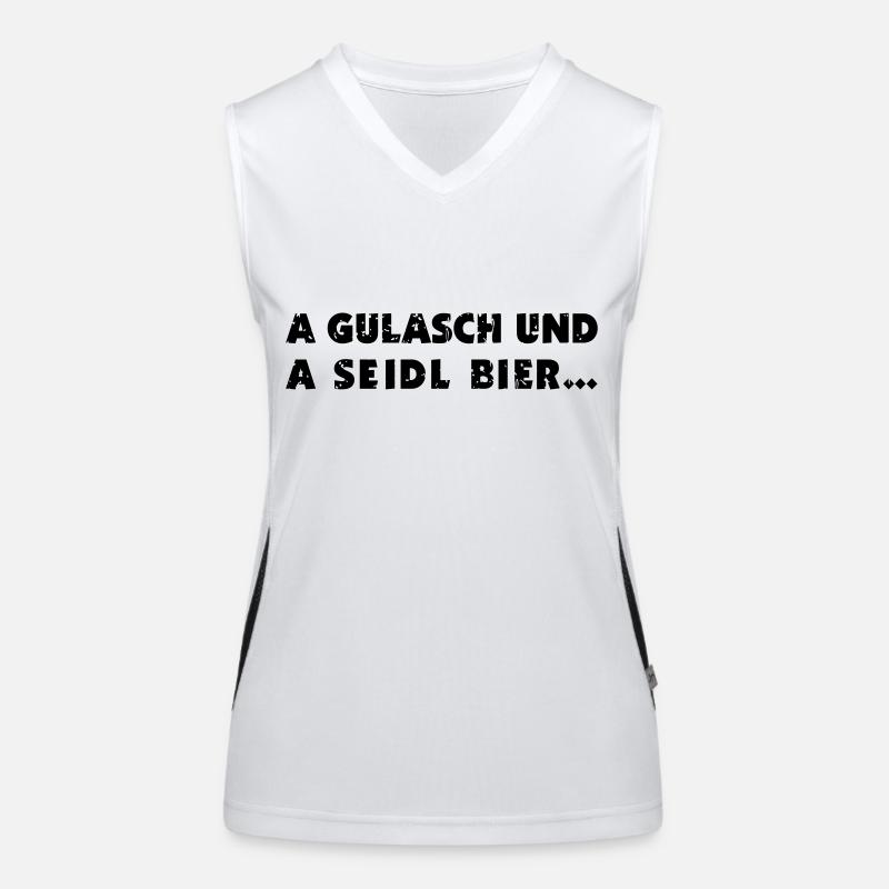 a Gulasch und a Seidl Bier Funktionelles Kontrast-Tank Top für Frauen