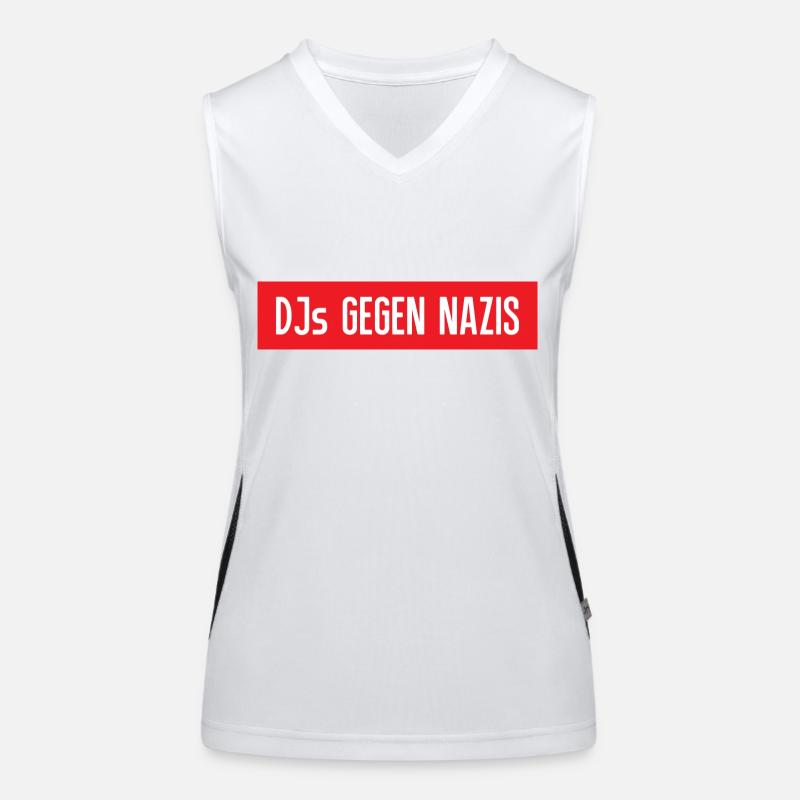 DJs against Nazis lettering - Women's Functional Contrast Tank Top - white/black