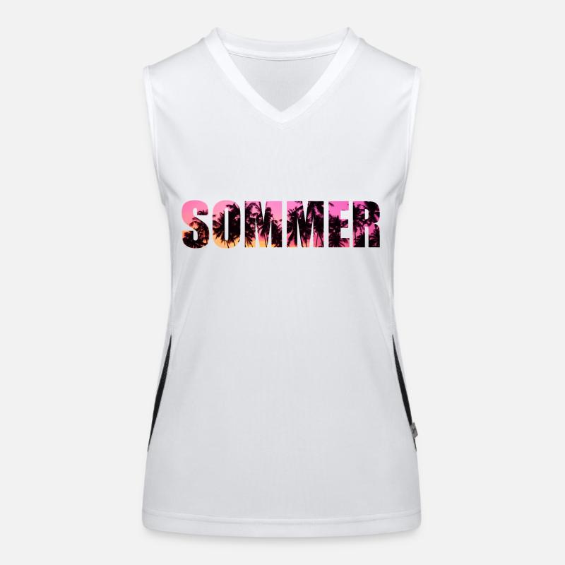 Cool Retro Design Summer Beach Palms Summer Women's Functional Contrast Tank Top
