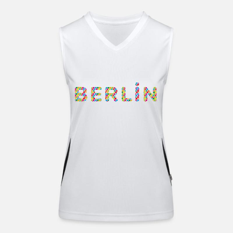 Berlin Germany Fan Flag Design T Shirt Women's Functional Contrast Tank Top