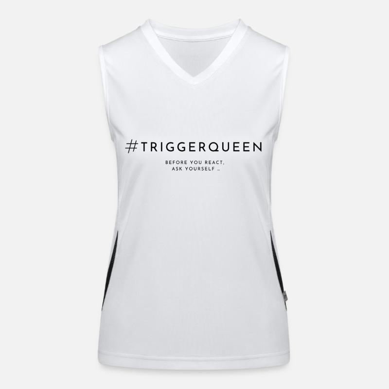 Quote Before you react ask yourself Funktionelles Kontrast-Tank Top für Frauen