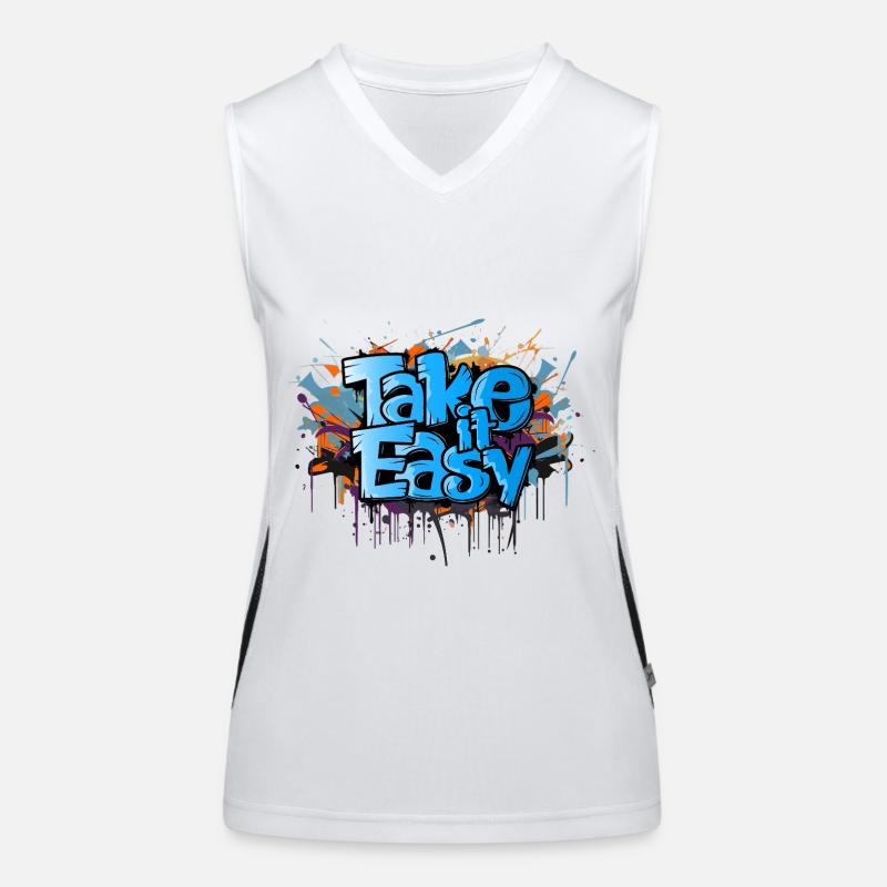 take it easy Graffiti Kunst cooler Spruch Funktionelles Kontrast-Tank Top für Frauen