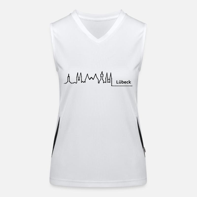 Luebeck skyline Funktionelles Kontrast-Tank Top für Frauen