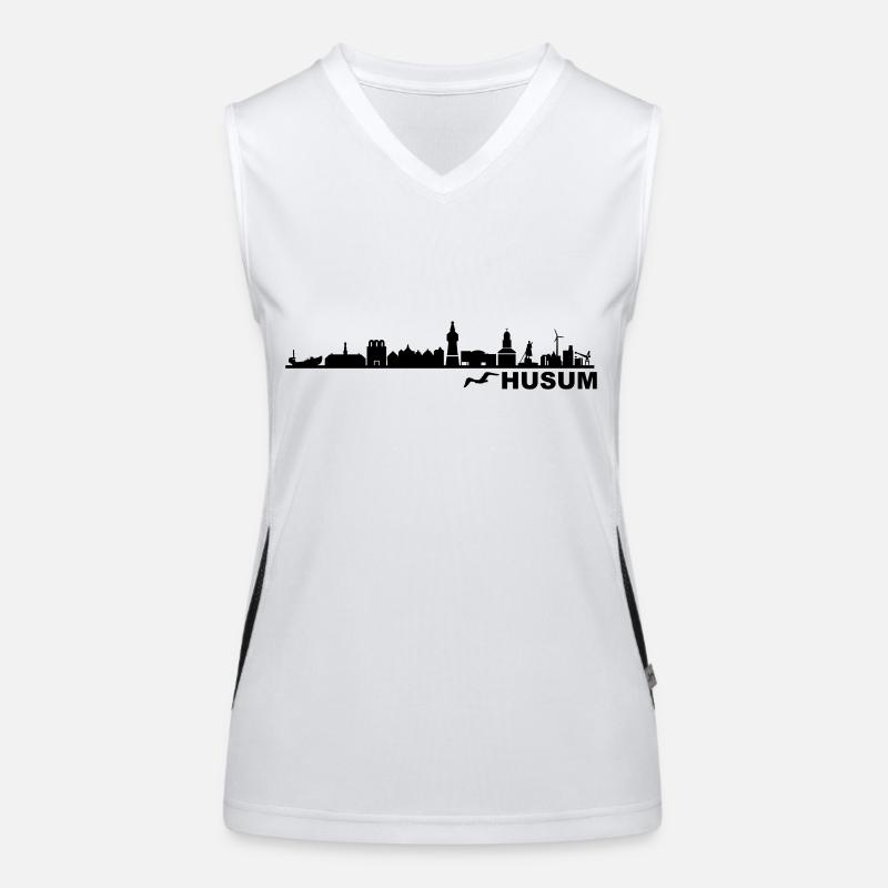 Skyline - Küste Husum Funktionelles Kontrast-Tank Top für Frauen