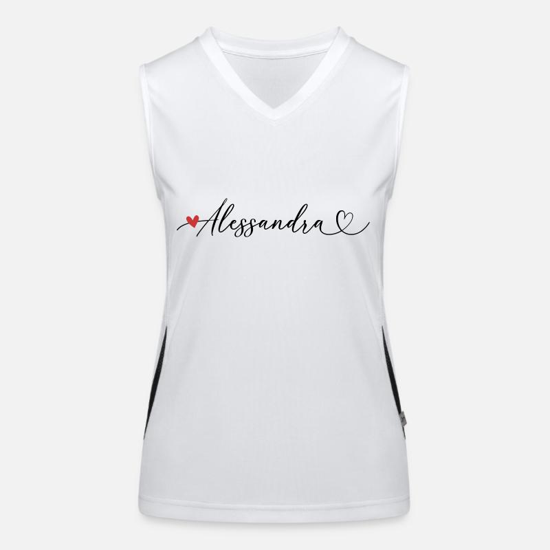 Alessandra Last name First name Calligraphy heart Women's Functional Contrast Tank Top