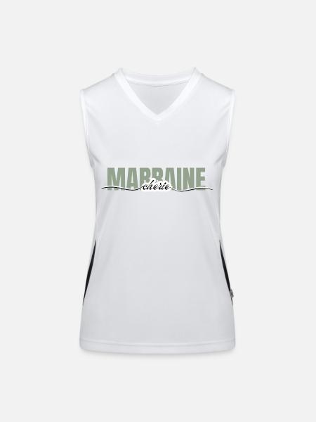marraine chérie -cadeau marraine - Débardeur respirant contrasté Femme - blanc/noir - Devant
