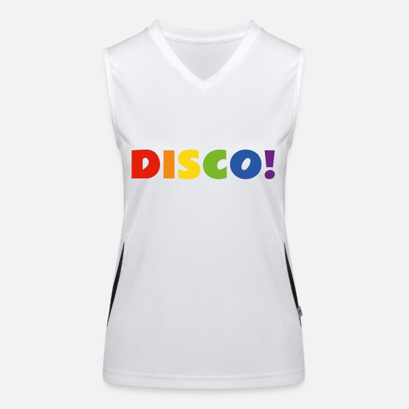 DISCO Regenbogen Text Funktionelles Kontrast-Tank Top für Frauen