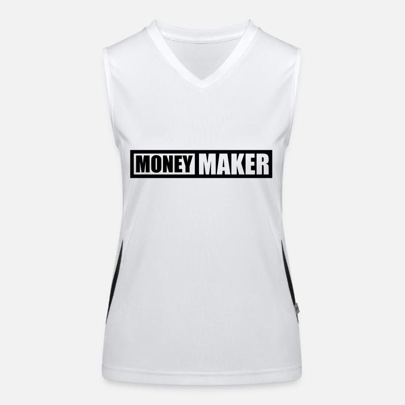 Logo Text Money Maker Funktionelles Kontrast-Tank Top für Frauen