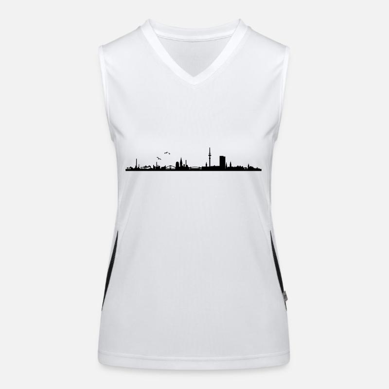 Skyline Hamburg Panorama Funktionelles Kontrast-Tank Top für Frauen