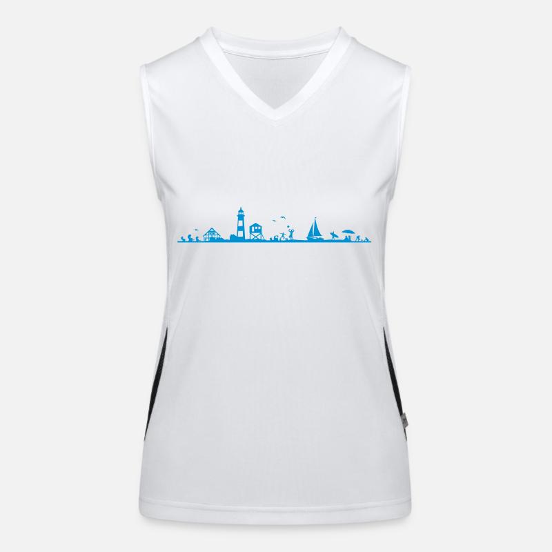 Landschaft - Küste mit Leuchtturm Funktionelles Kontrast-Tank Top für Frauen