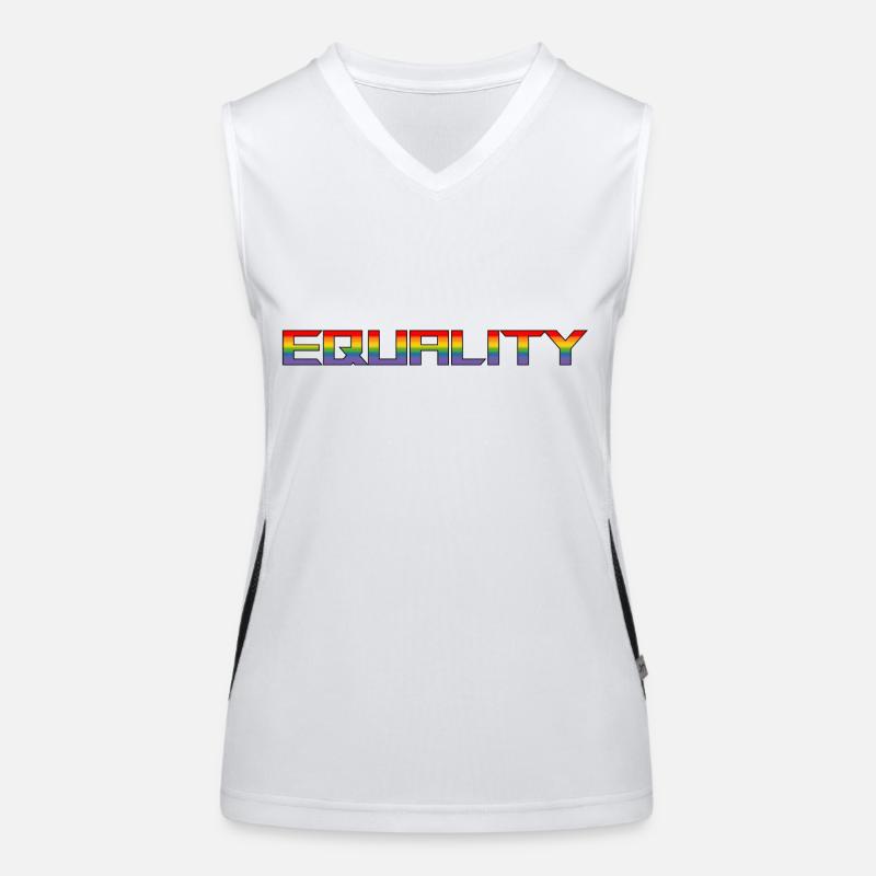 LGBTQI equality lettering rainbow white shirt Women's Functional Contrast Tank Top