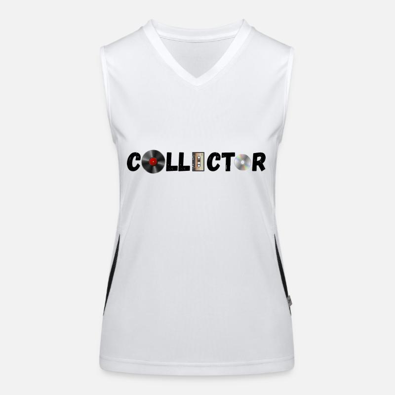 collector vinyl cd cassette records 2 - Women's Functional Contrast Tank Top - white/black