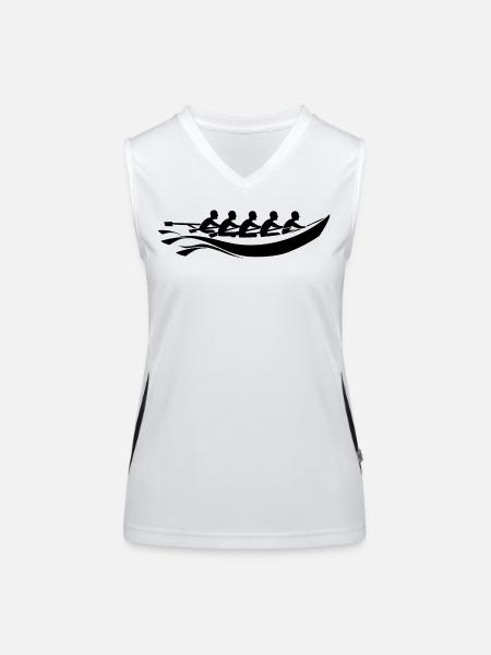 Rowing Team Cartoon Look - Women's Functional Contrast Tank Top - white/black - Front