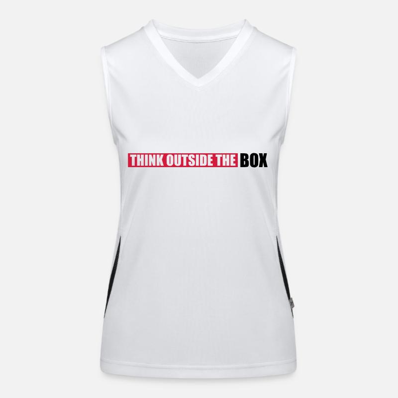 Spruch Außerhalb Denken Funktionelles Kontrast-Tank Top für Frauen