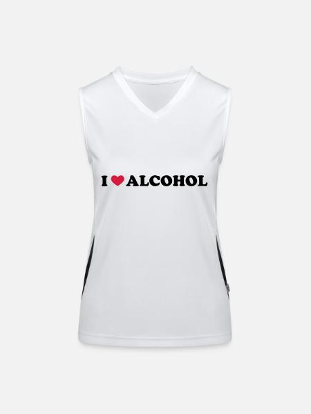 I Love Alcohol - Funktionelles Kontrast-Tank Top für Frauen - Weiß/Schwarz - Vorne