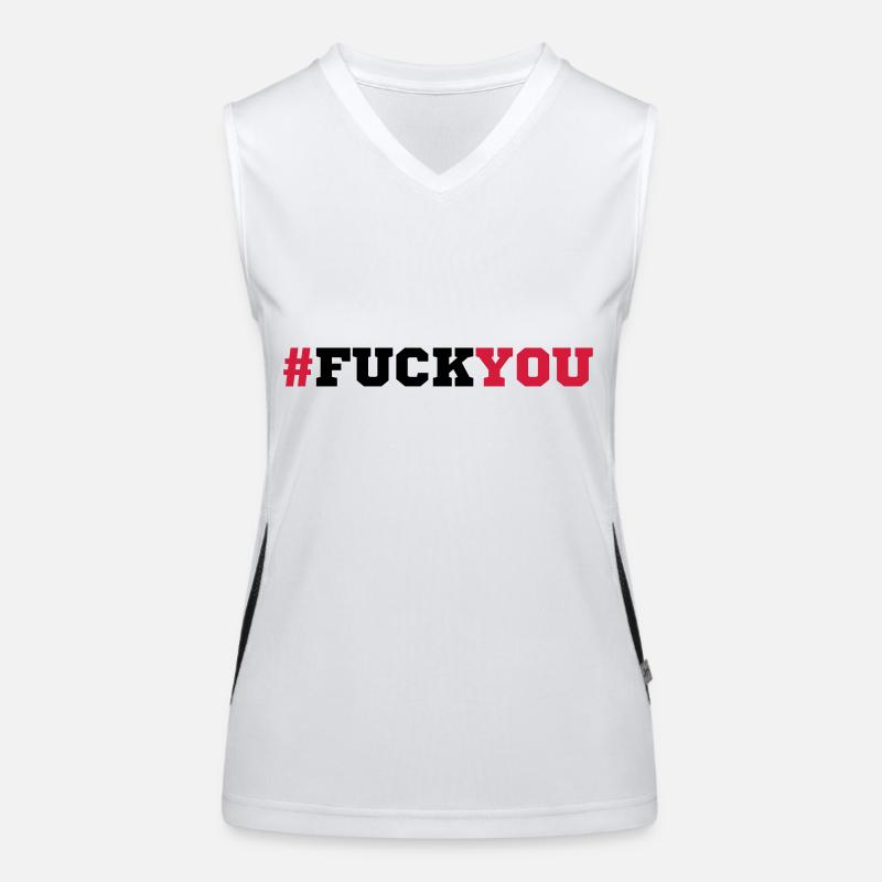Hashtag text pattern symbol fuck you off logo desi Women's Functional Contrast Tank Top