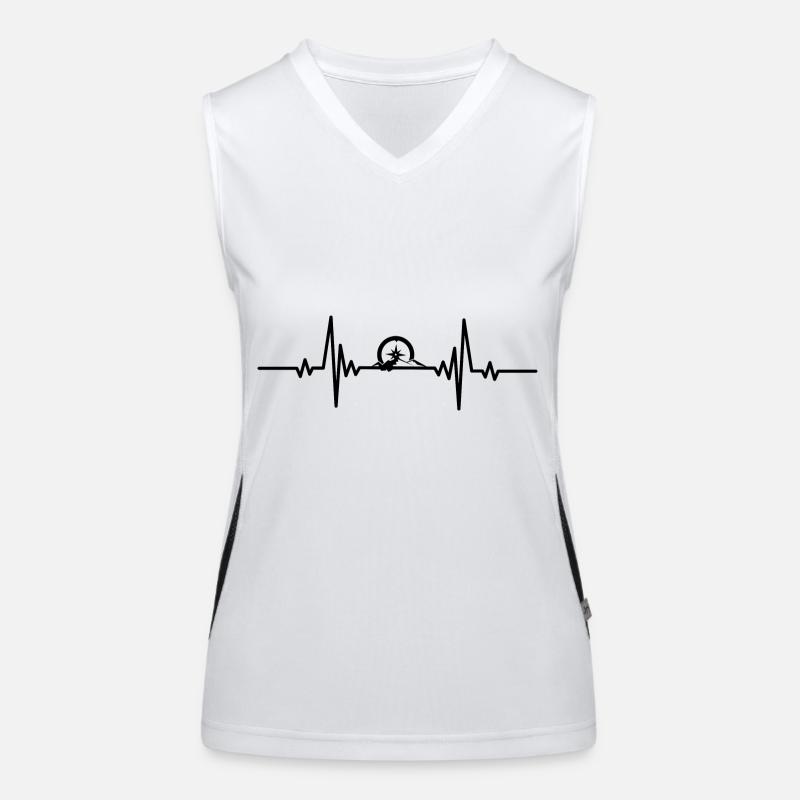 Heartbeat Berg und Kompass Funktionelles Kontrast-Tank Top für Frauen