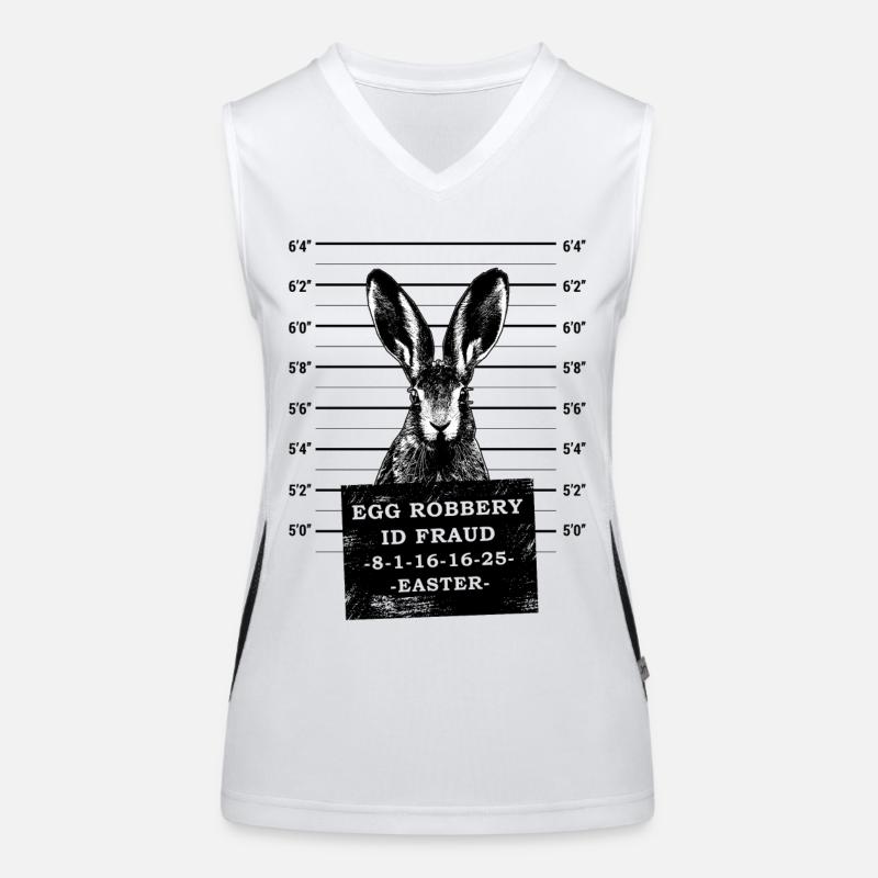 Easter Mugshot Rabbit wanted Police Easter Women's Functional Contrast Tank Top