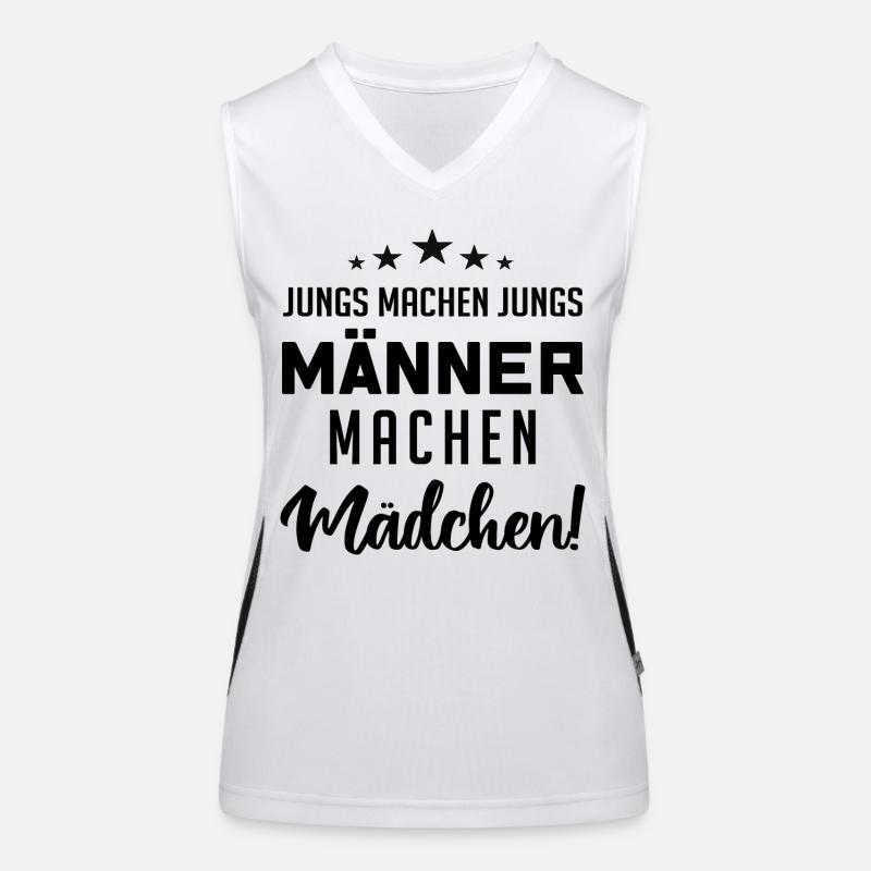 Jungs machen Jungs, Männer machen Mädchen Funktionelles Kontrast-Tank Top für Frauen