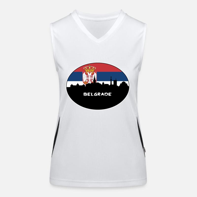 Belgrade Serbie Drapeau Skyline Voyage Silhouette Débardeur respirant contrasté Femme