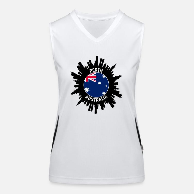 Perth Skyline Australien Flagge Reise Souvenir Funktionelles Kontrast-Tank Top für Frauen