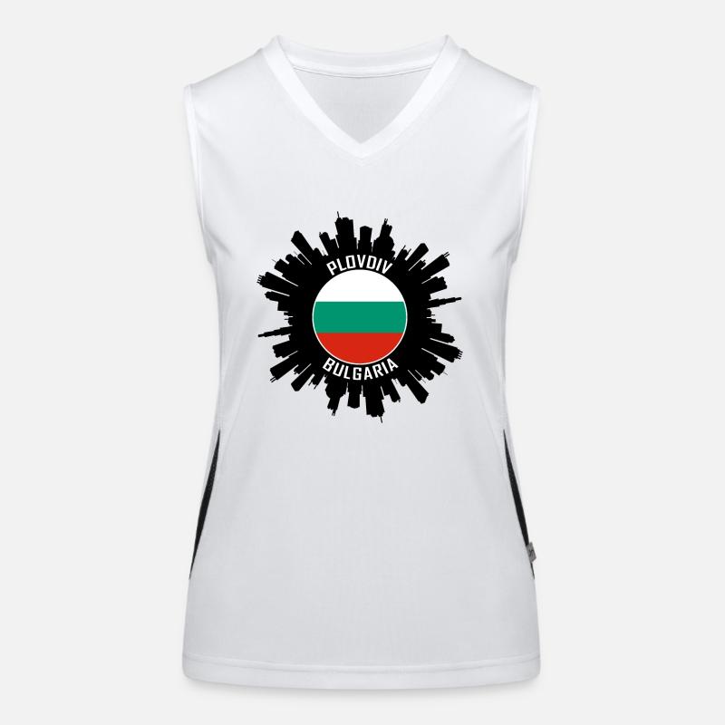 Plovdiv Skyline Bulgarien Flagge Reise Souvenir Funktionelles Kontrast-Tank Top für Frauen