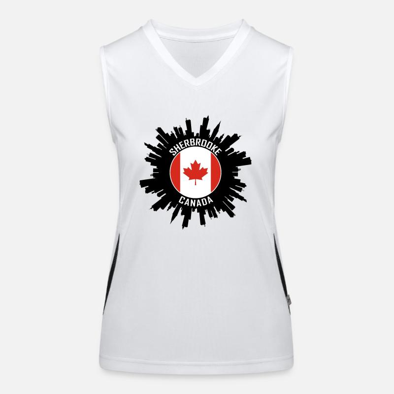 Sherbrooke Skyline Canada Flag Souvenir de voyage Débardeur respirant contrasté Femme