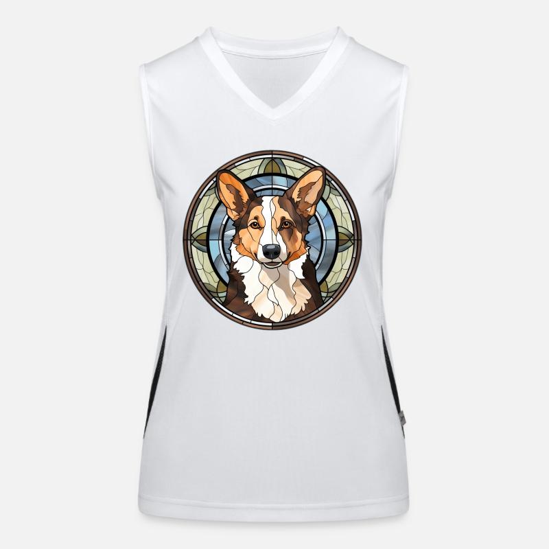Strickjacke Welsh Corgi Hunderasse Aquarellglas Funktionelles Kontrast-Tank Top für Frauen